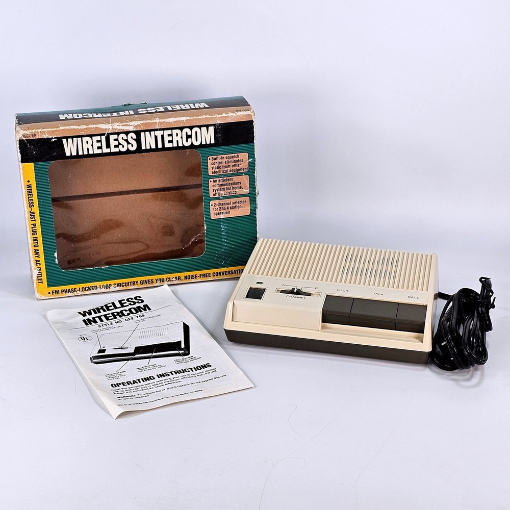 Vintage FM Wireless Intercom System 2 Channel GEE-768 Cream Brown NIB Tested